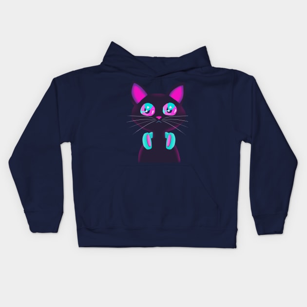 Amazed Cat Kids Hoodie by helloworld_